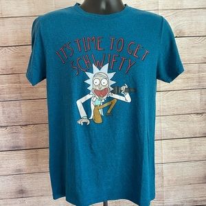 Rick & Morty Men’s Tee Shirt Teal Schwifty